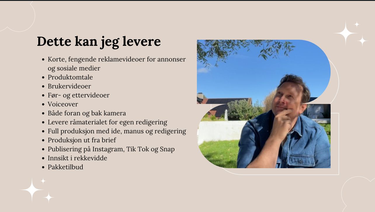 Dette er et utdrag av det jeg kan levere